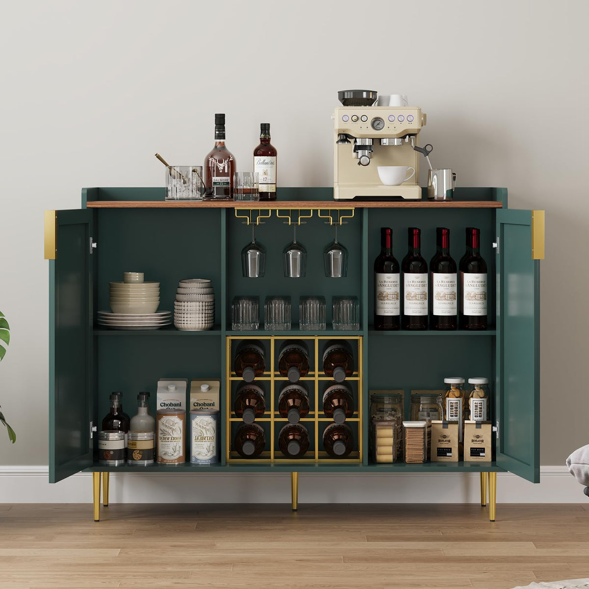 Green Fluted Wine Cabinet
