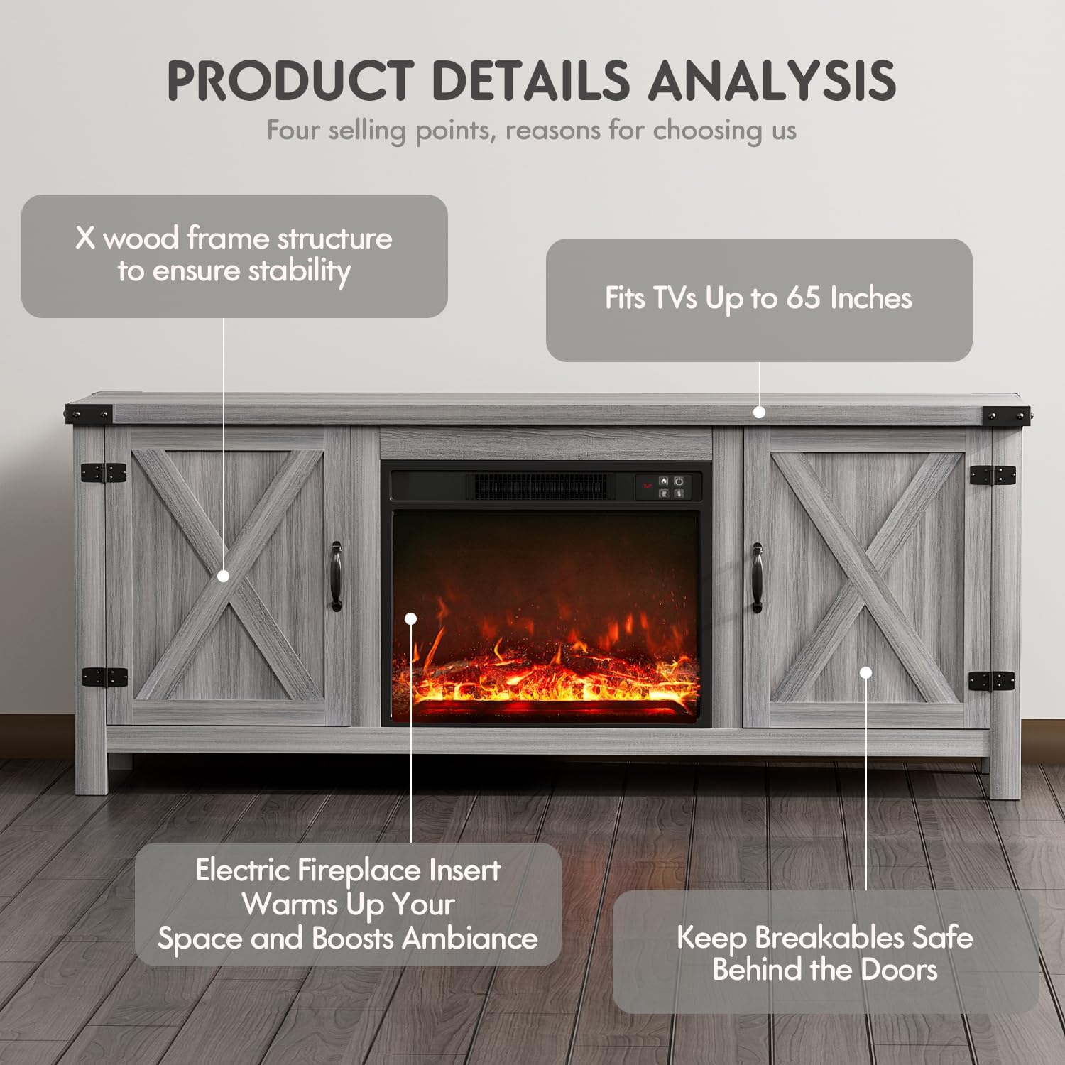 Ultra-Thin Wall-Mounted Electric Fireplace Insert