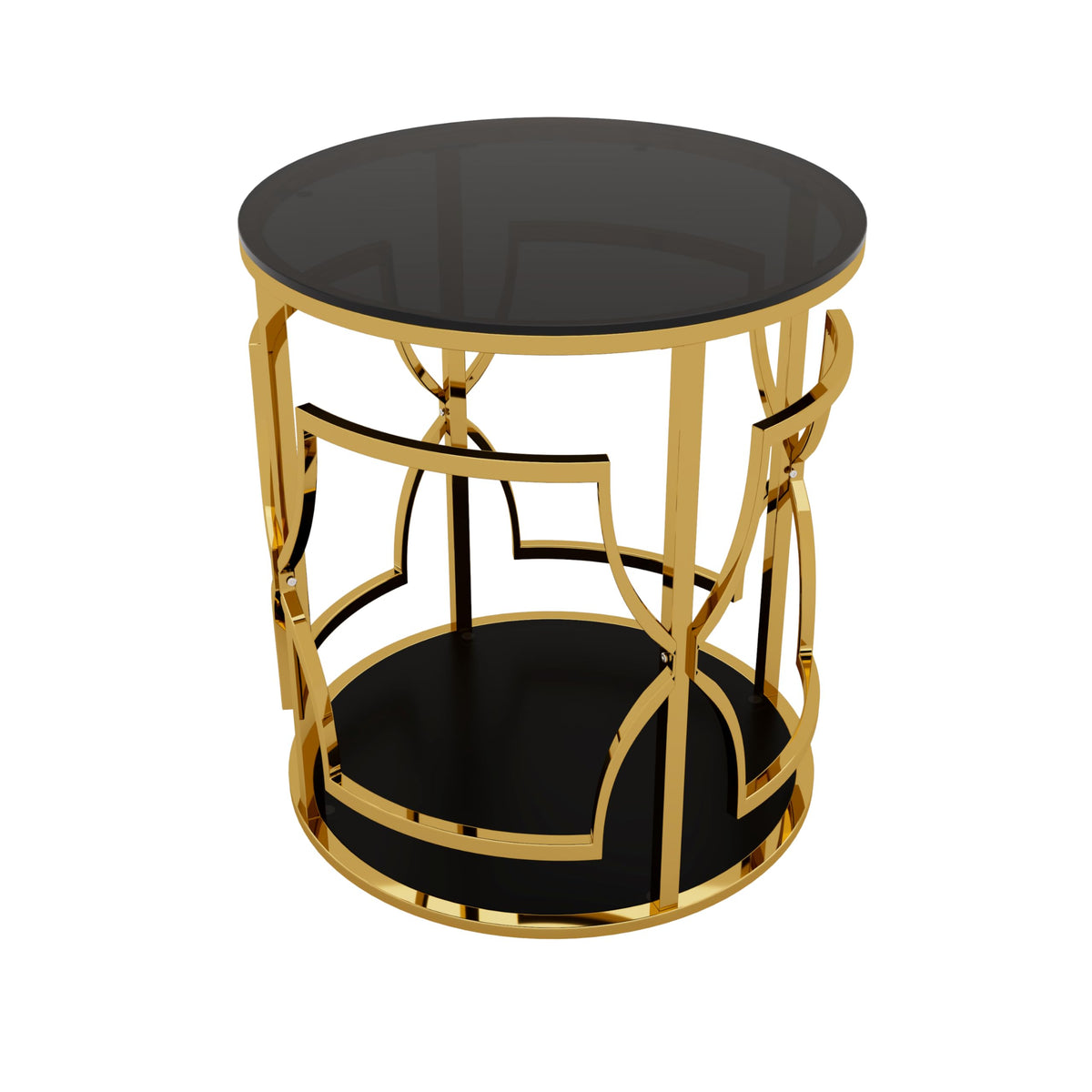 Glass Side Table with Gold Frame