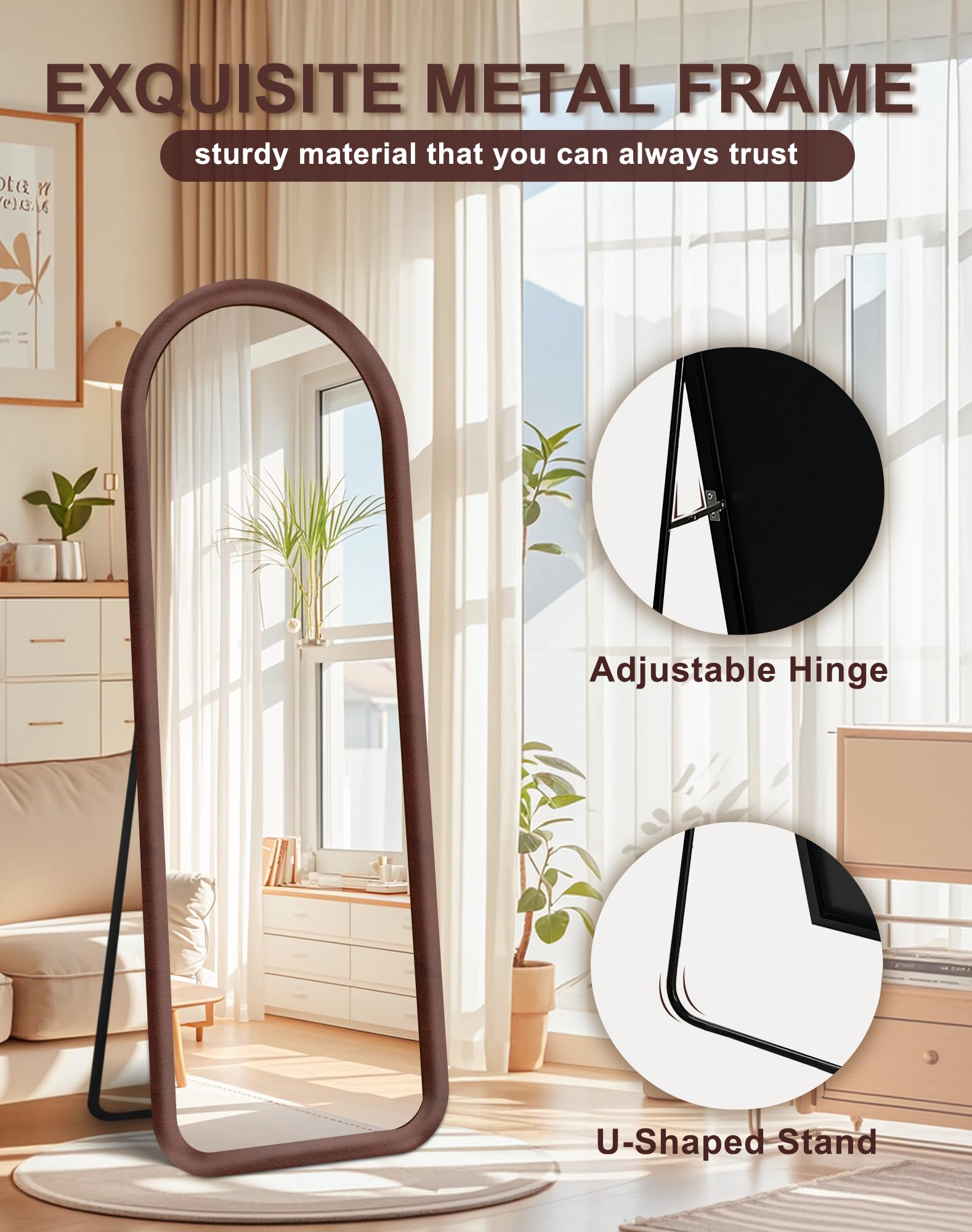 Arched Full Length Mirror with Velvet Frame