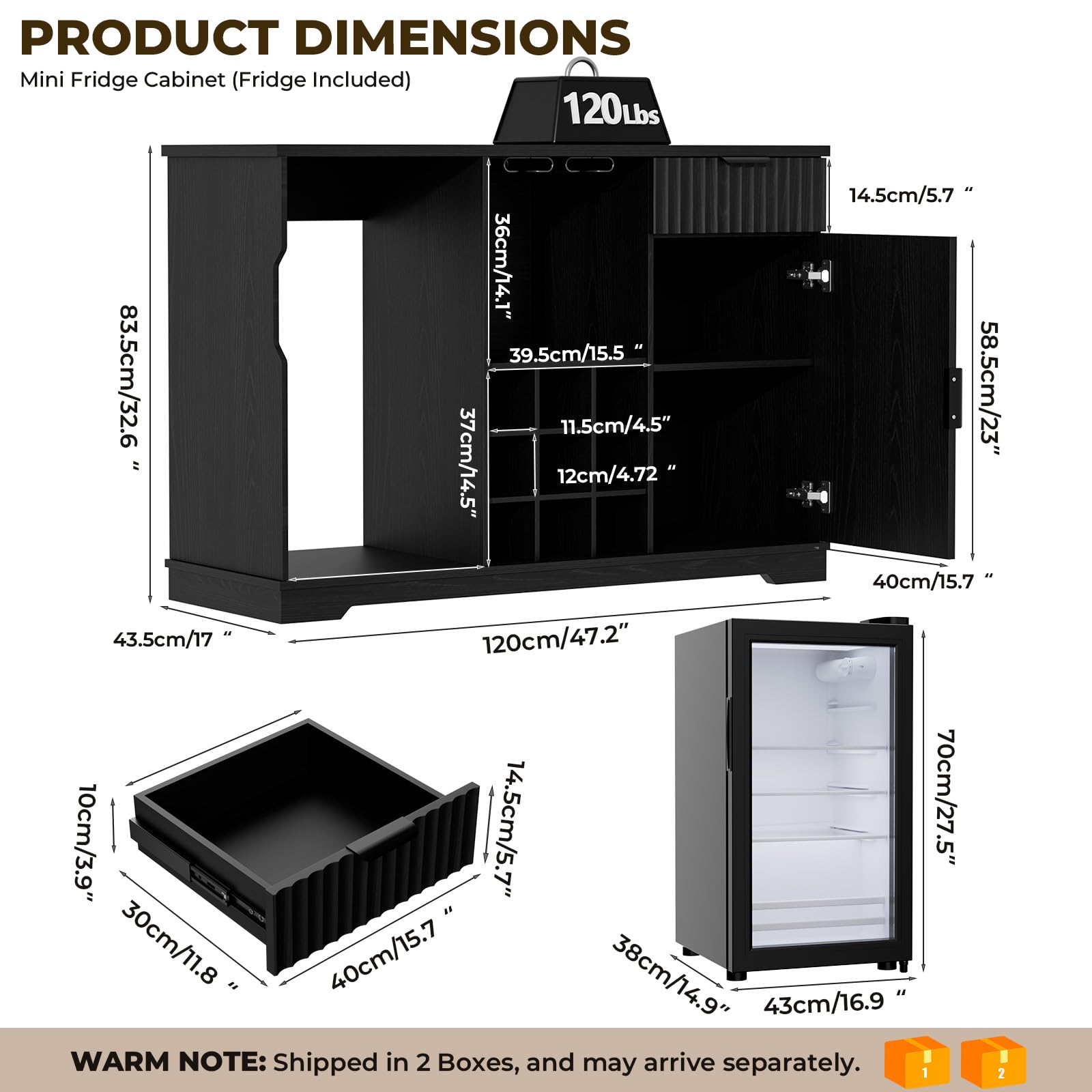 Coffee Bar Cabinet with Fridge