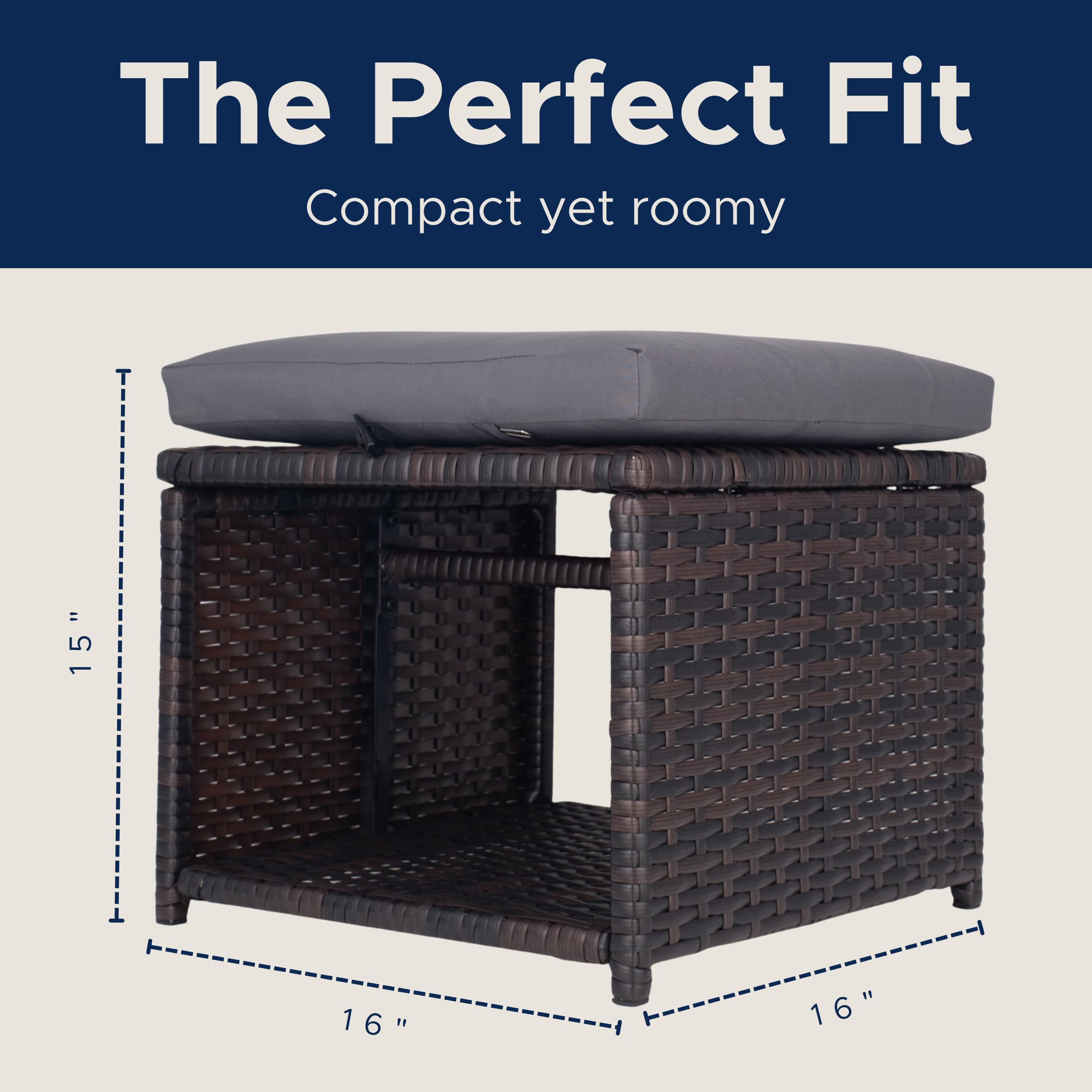 Outdoor Storage Ottoman Set of 2