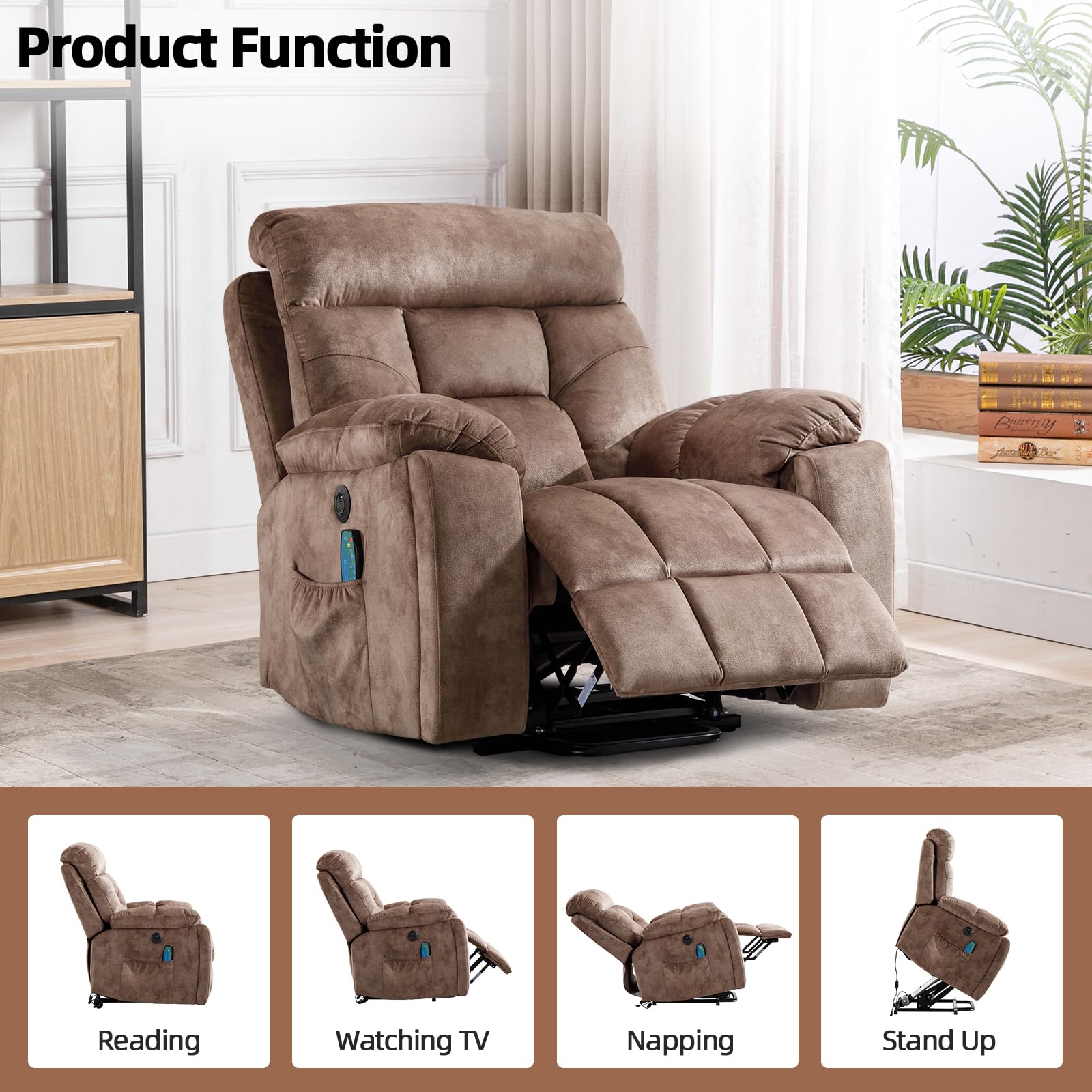 Power Lift Recliner Chair with Massage & Heat