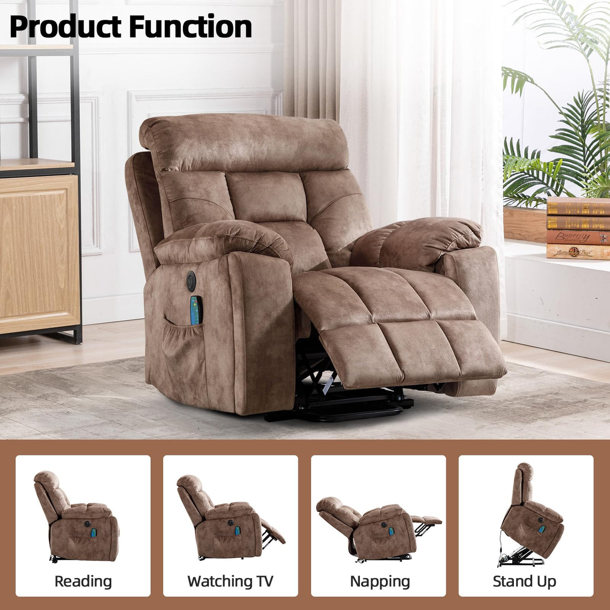 Camel Power Lift Recliner with Heat & Massage