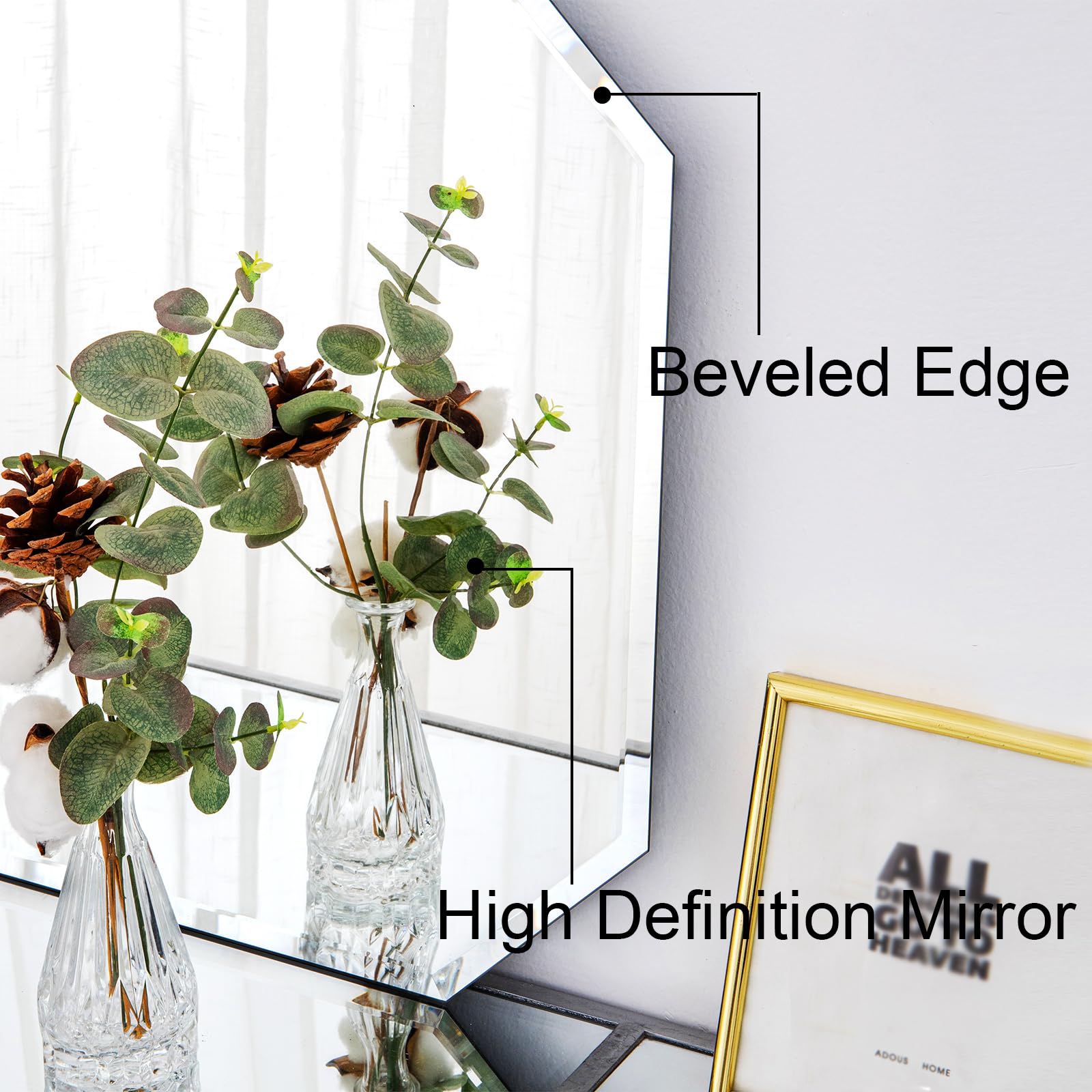 Octagonal Frameless Beveled Wall Mirror (2-Pack)