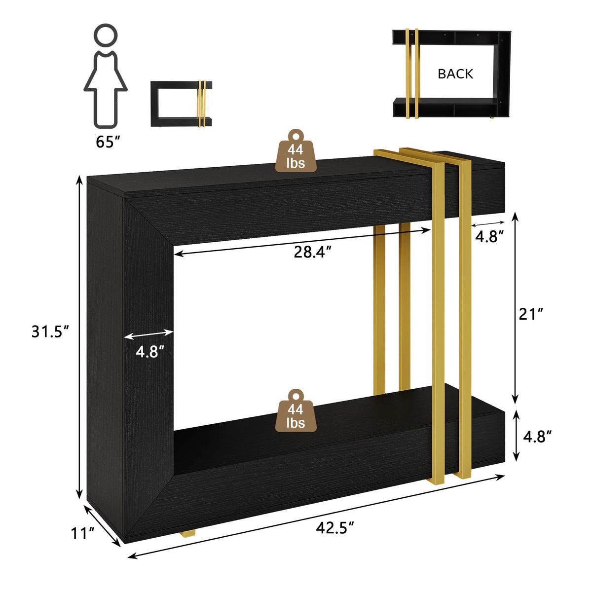 Black Two-Tier Console Table