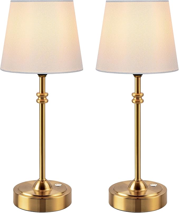 Cordless Rechargeable Table Lamp with Fabric Shade