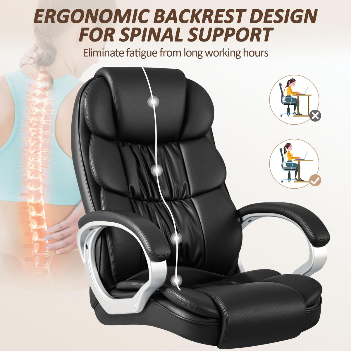 High-Back PU Leather Office Chair