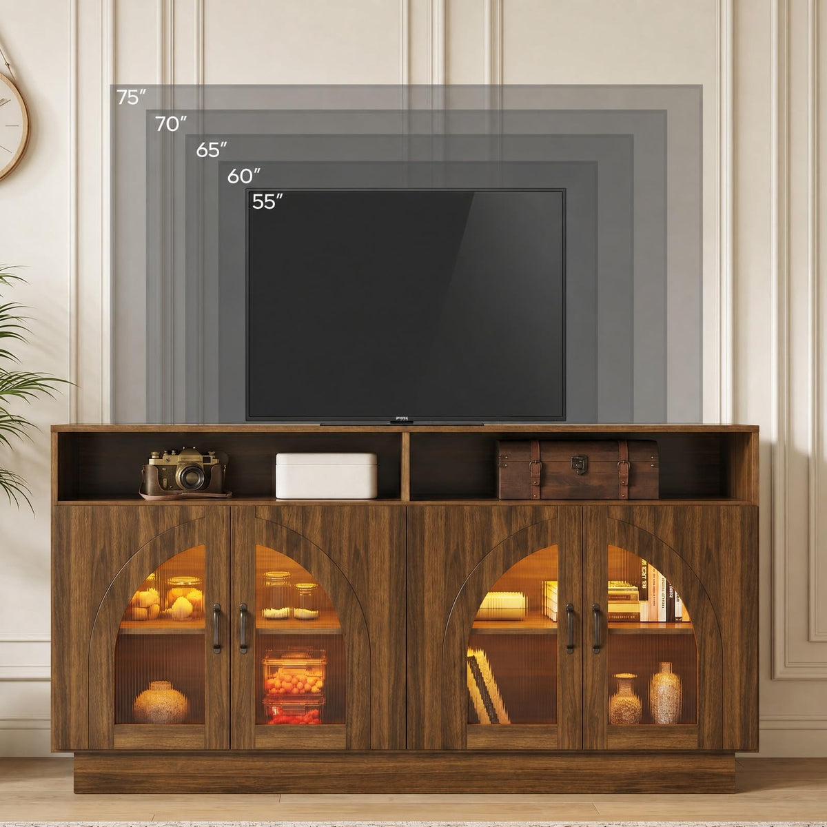 Brown LED TV Stand with Storage