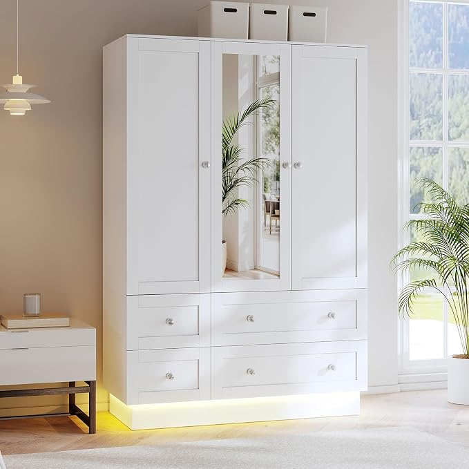 Mirrored Wardrobe with LED Lights