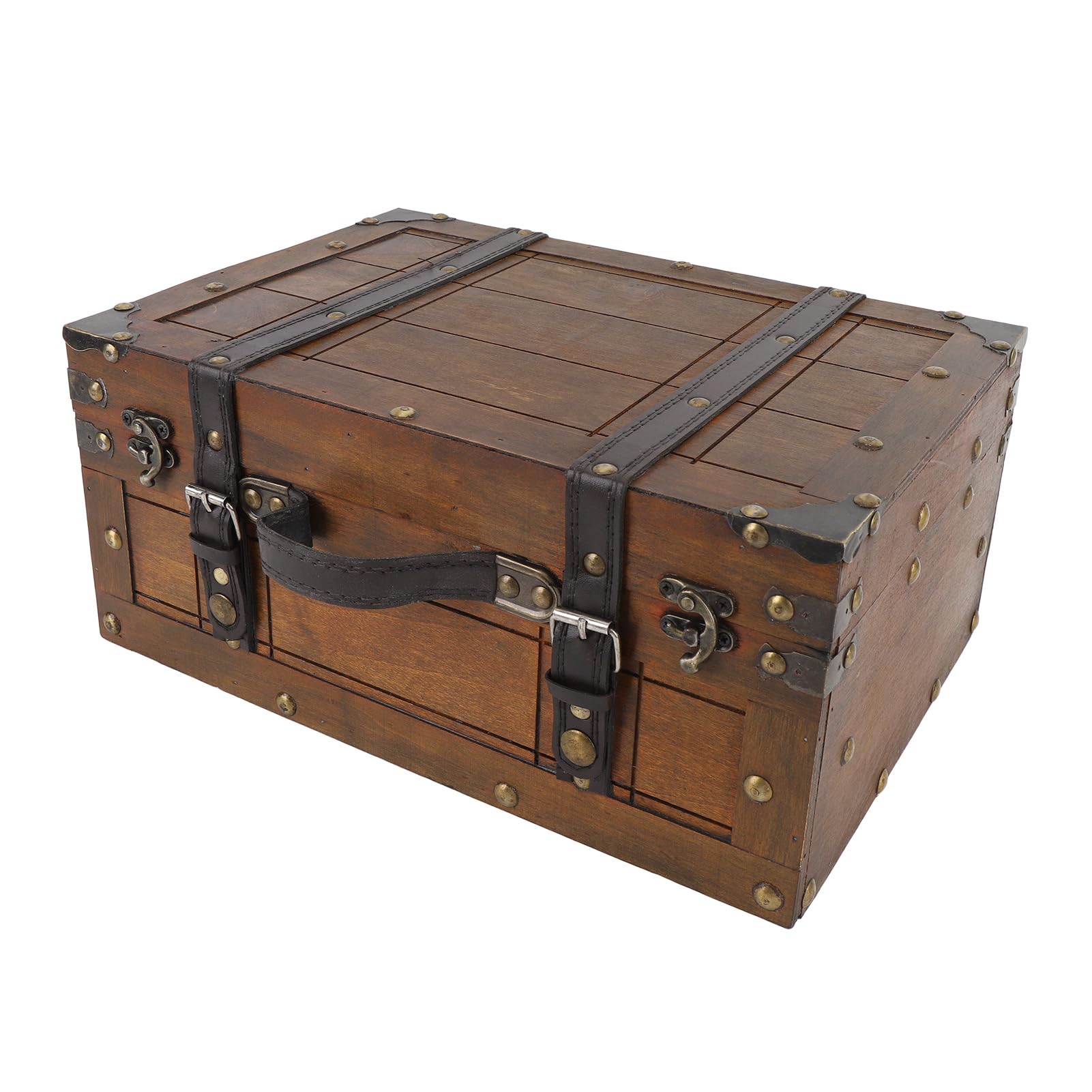 Vintage Wooden Suitcase with Antique Bronze Latch