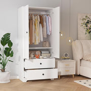 71" Wardrobe Armoire with Drawers, Doors & Adjustable Shelves