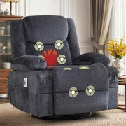 Oversized Swivel Recliner Chair with Massage & Lumbar Heat