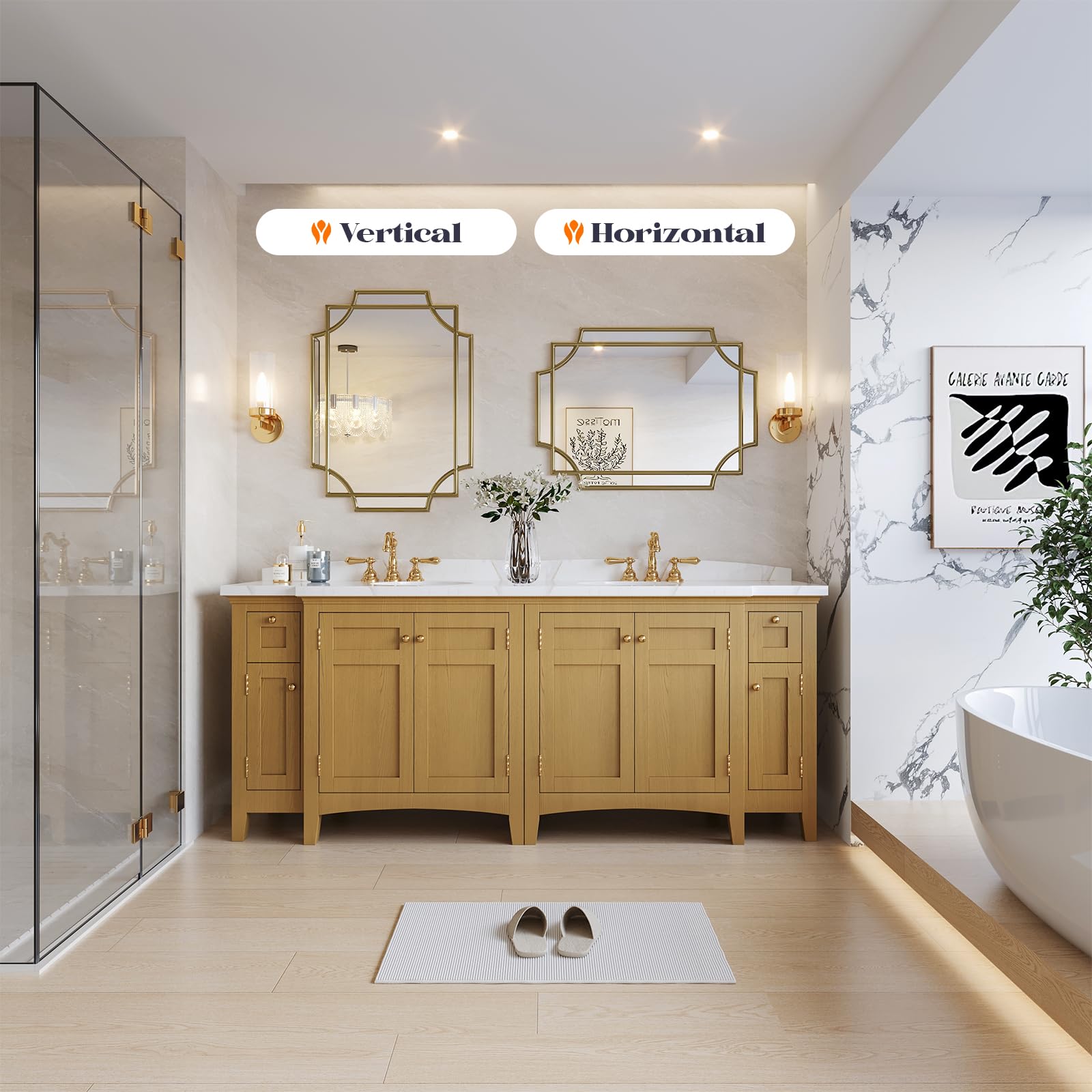Art Deco Wall Mirror 24x48 Inch