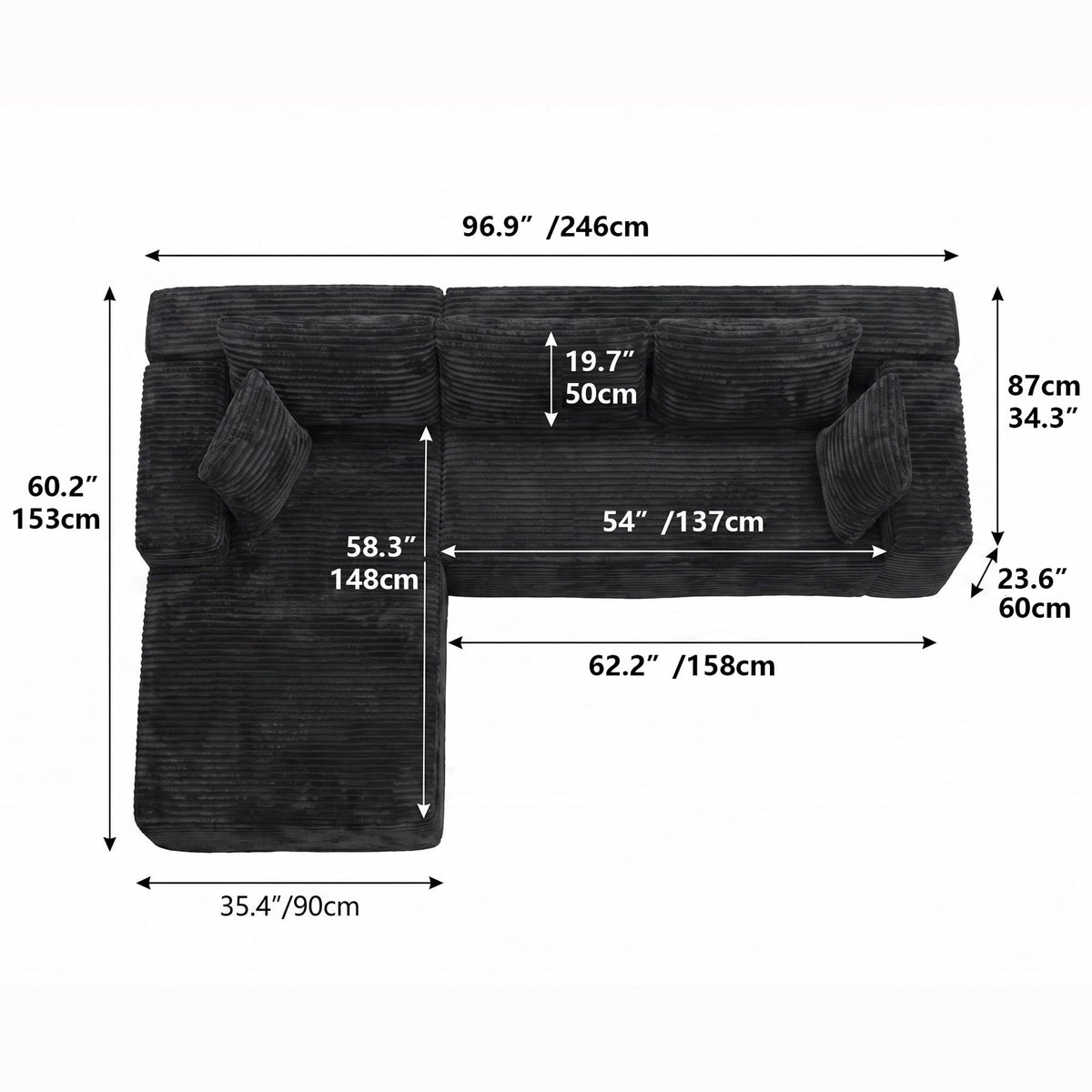 Corduroy Modular Sectional Sofa