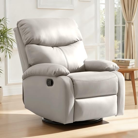 Genuine Leather Swivel Rocker Recliner