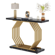 Black Faux Marble Console Table