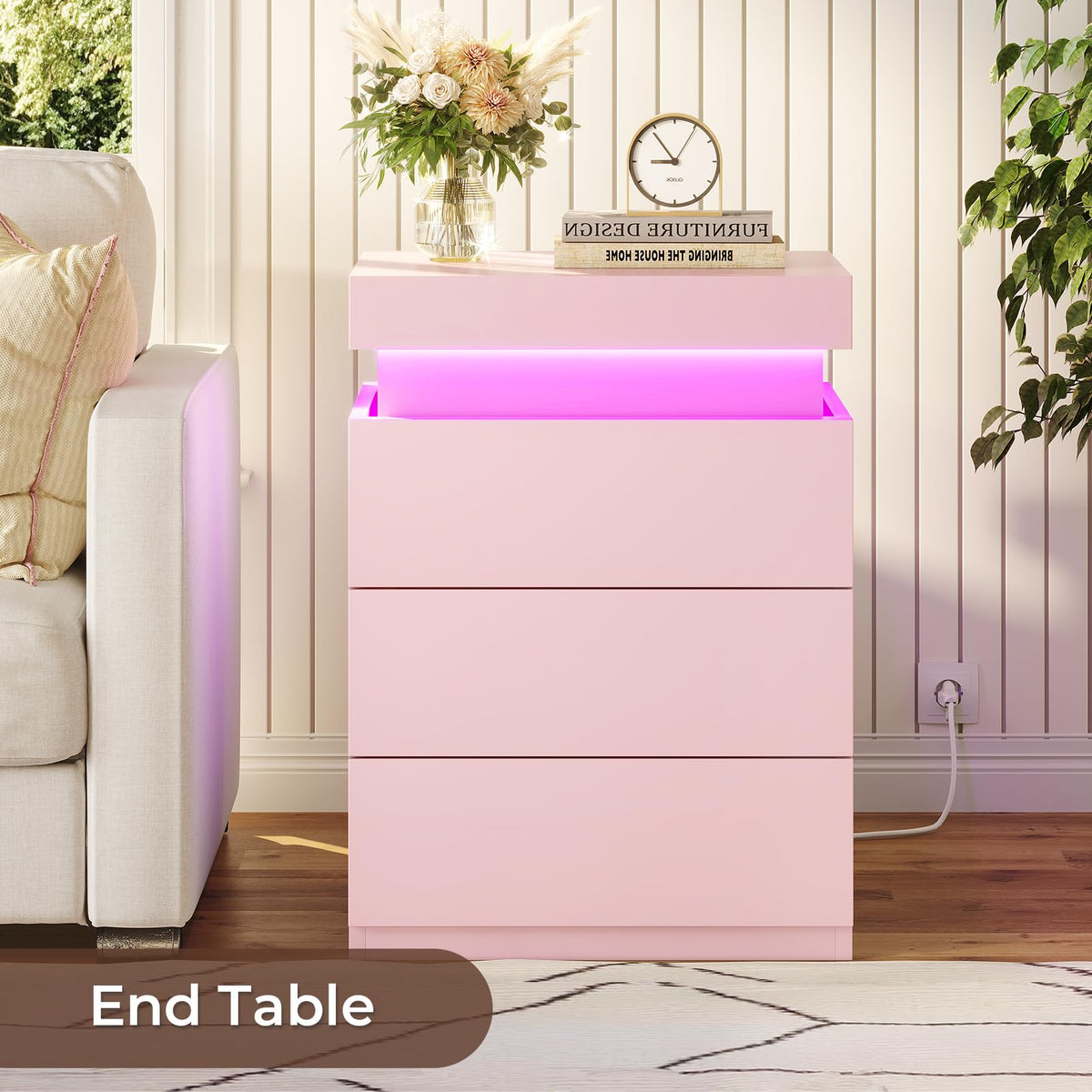 LED Charging Nightstands, Set of 2