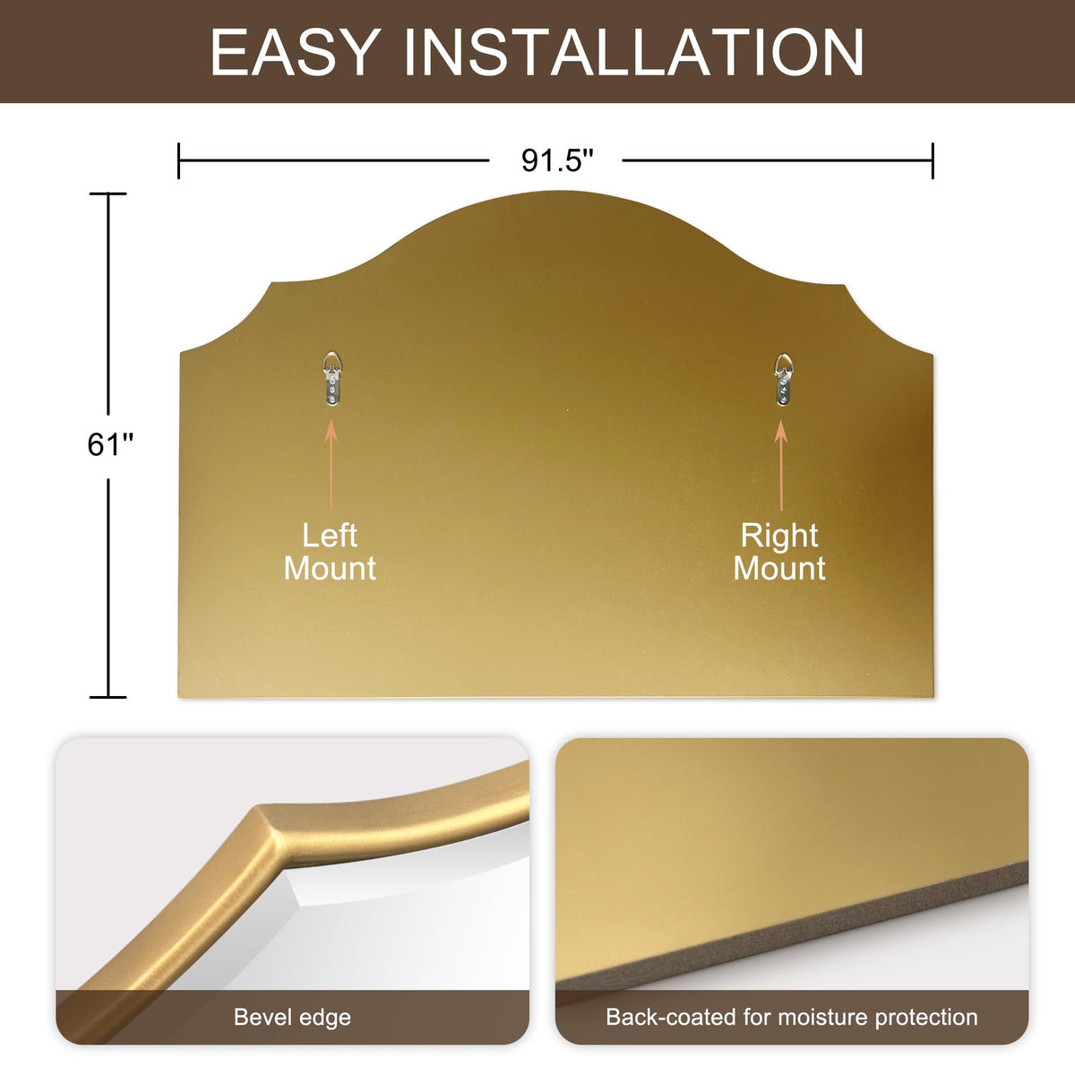 Gold Scalloped Arched Wall Mirror