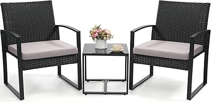 3-Piece Outdoor Wicker Bistro Set with Coffee Table