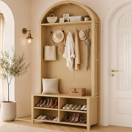 Arched Hall Tree with Shoe Storage