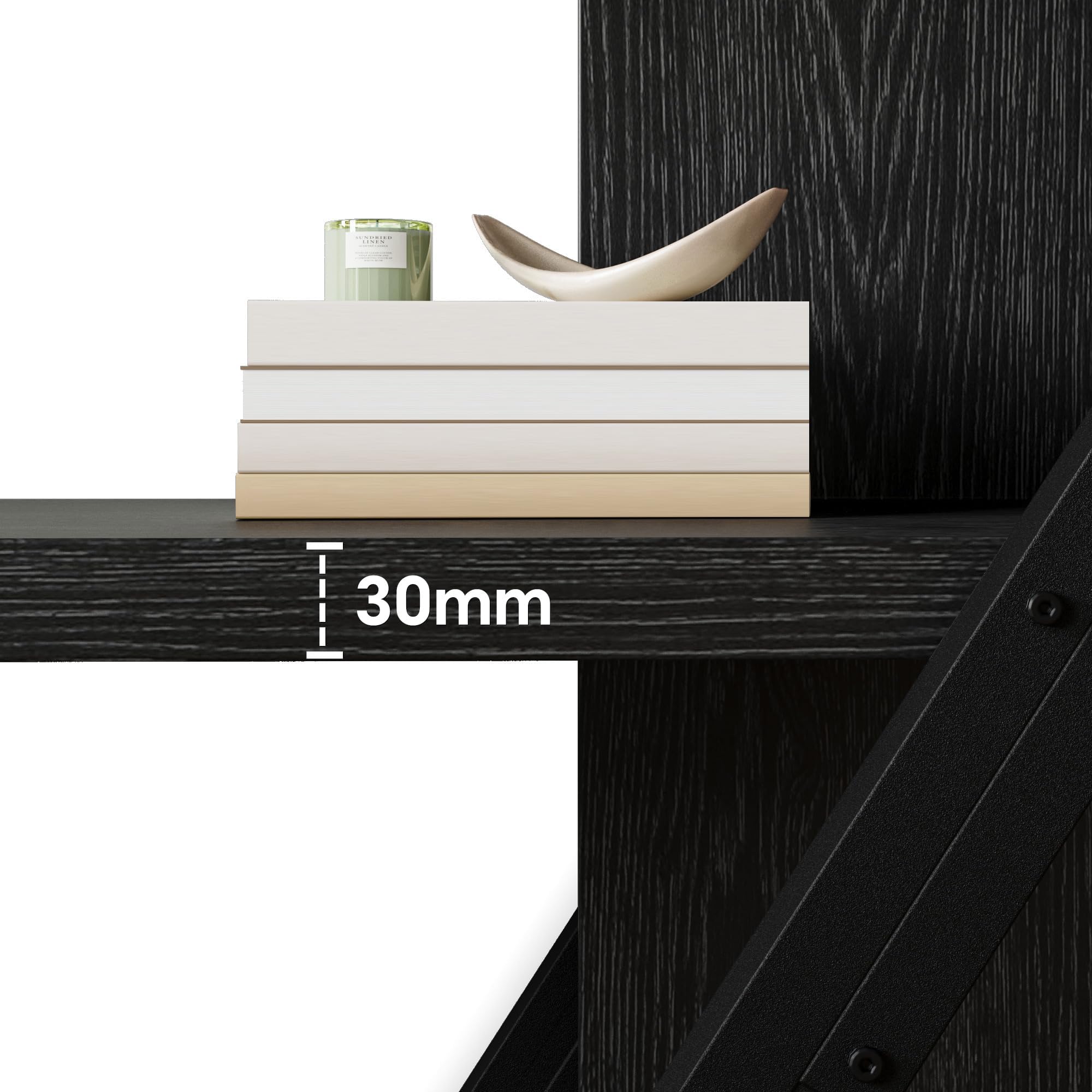 Industrial 5-Tier Bookshelf with Wood & Metal Frame