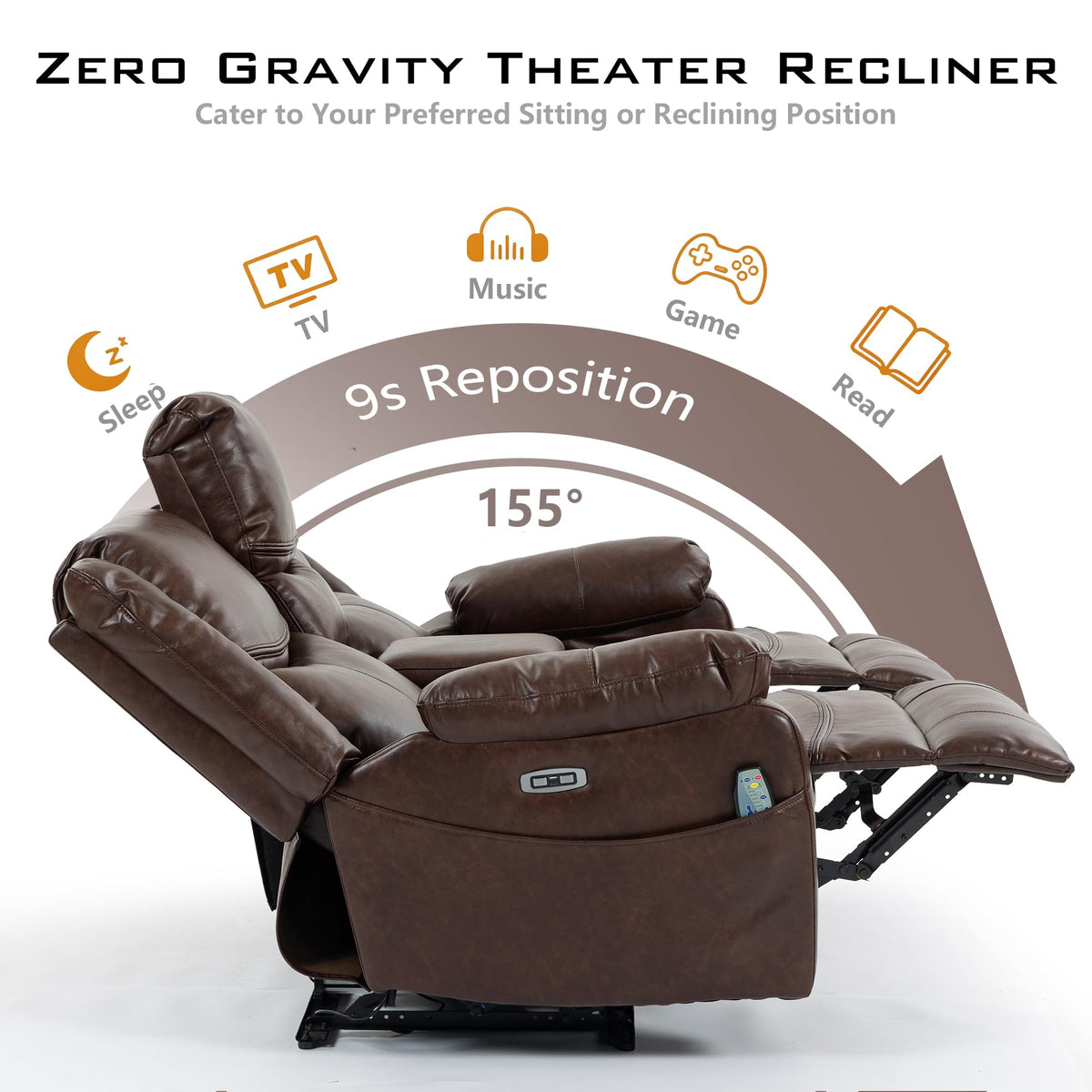 JIKFRIMA Zero Gravity Power Loveseat Recliner Sofa with Massage and Heat
