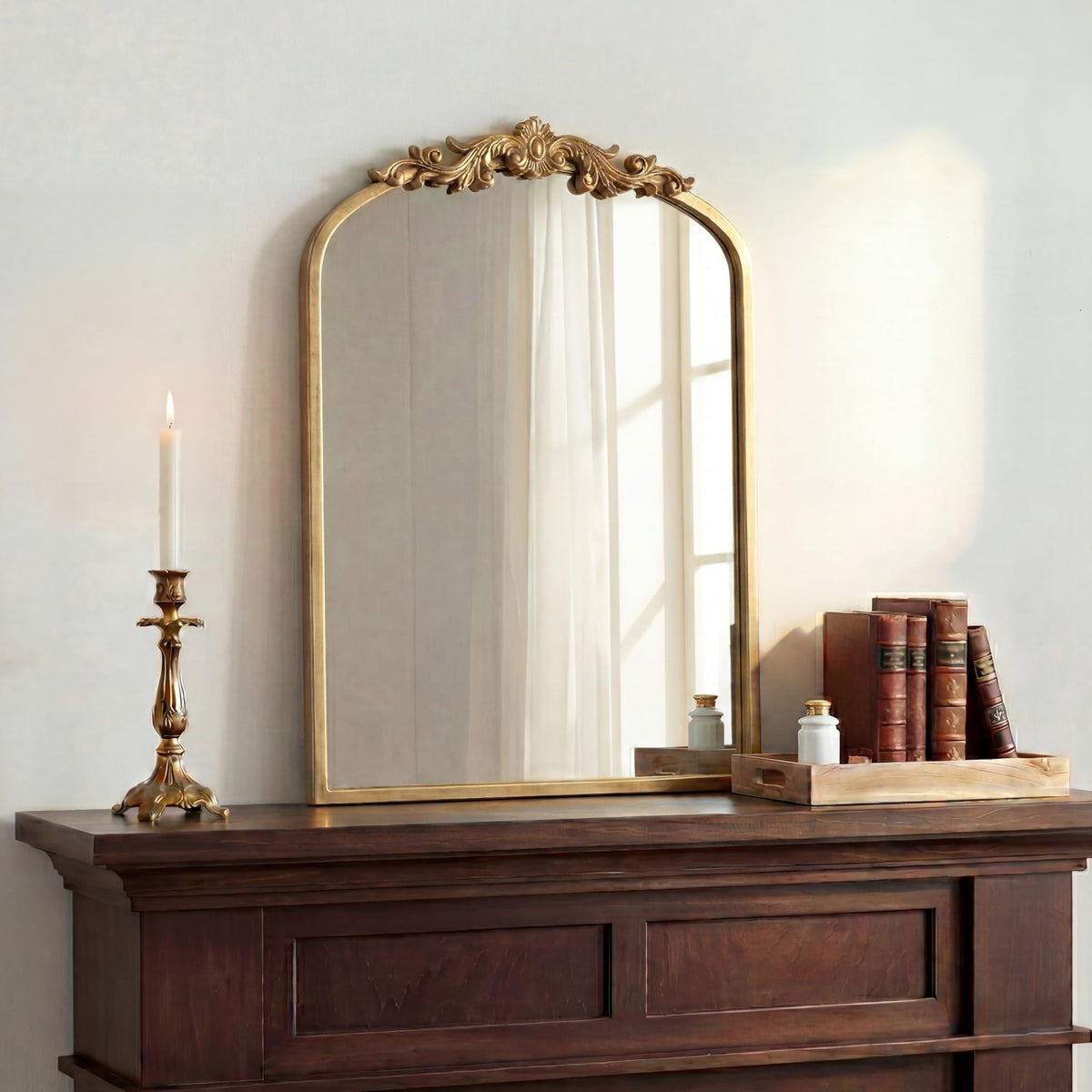 Gold Arched Baroque Wall Mirror