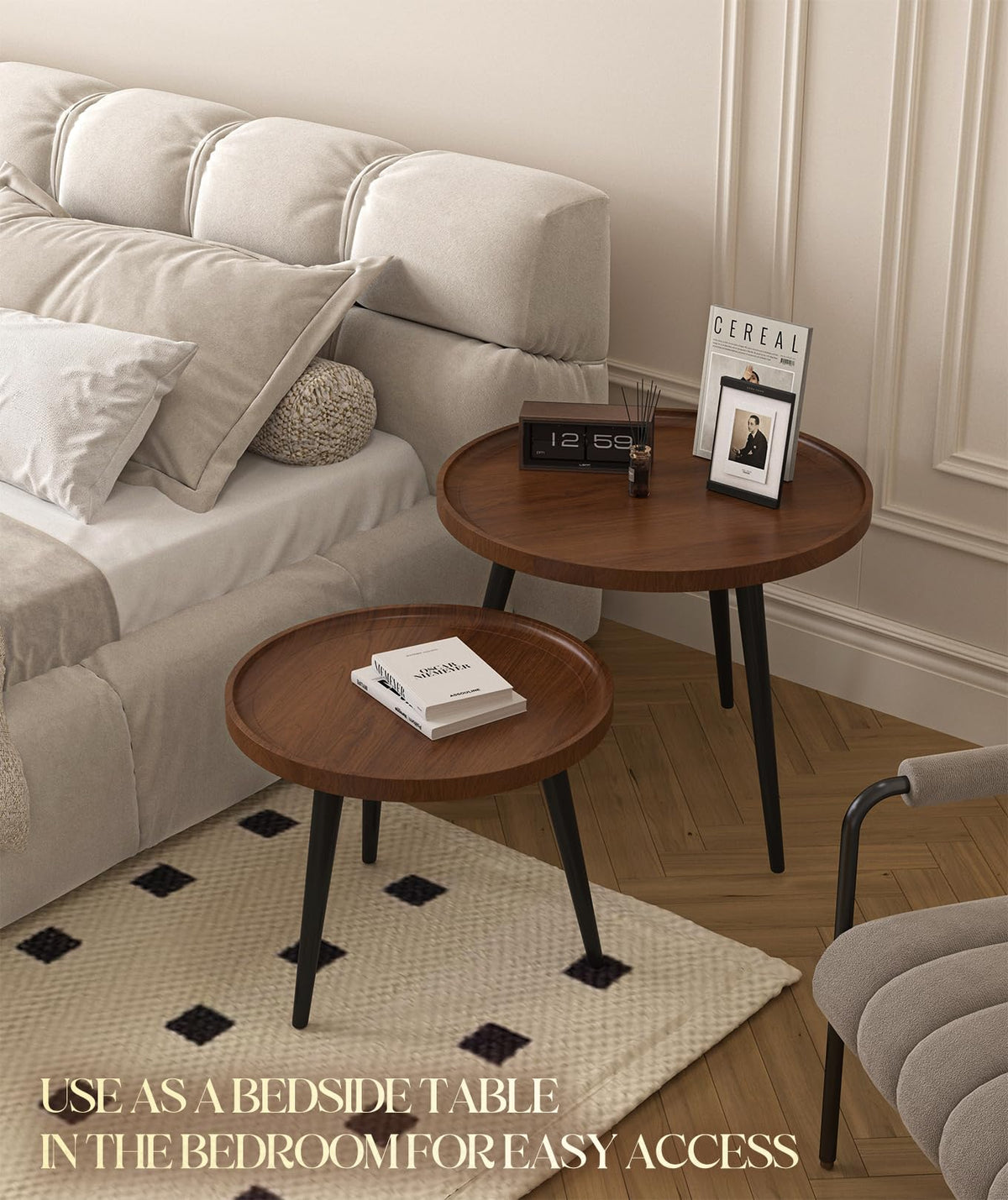 Walnut Round Nesting Coffee Tables