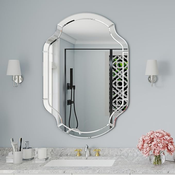 Large Decorative Wall Mirror with Beveled Glass