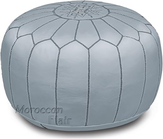 Handmade Leather Moroccan Pouf Ottoman