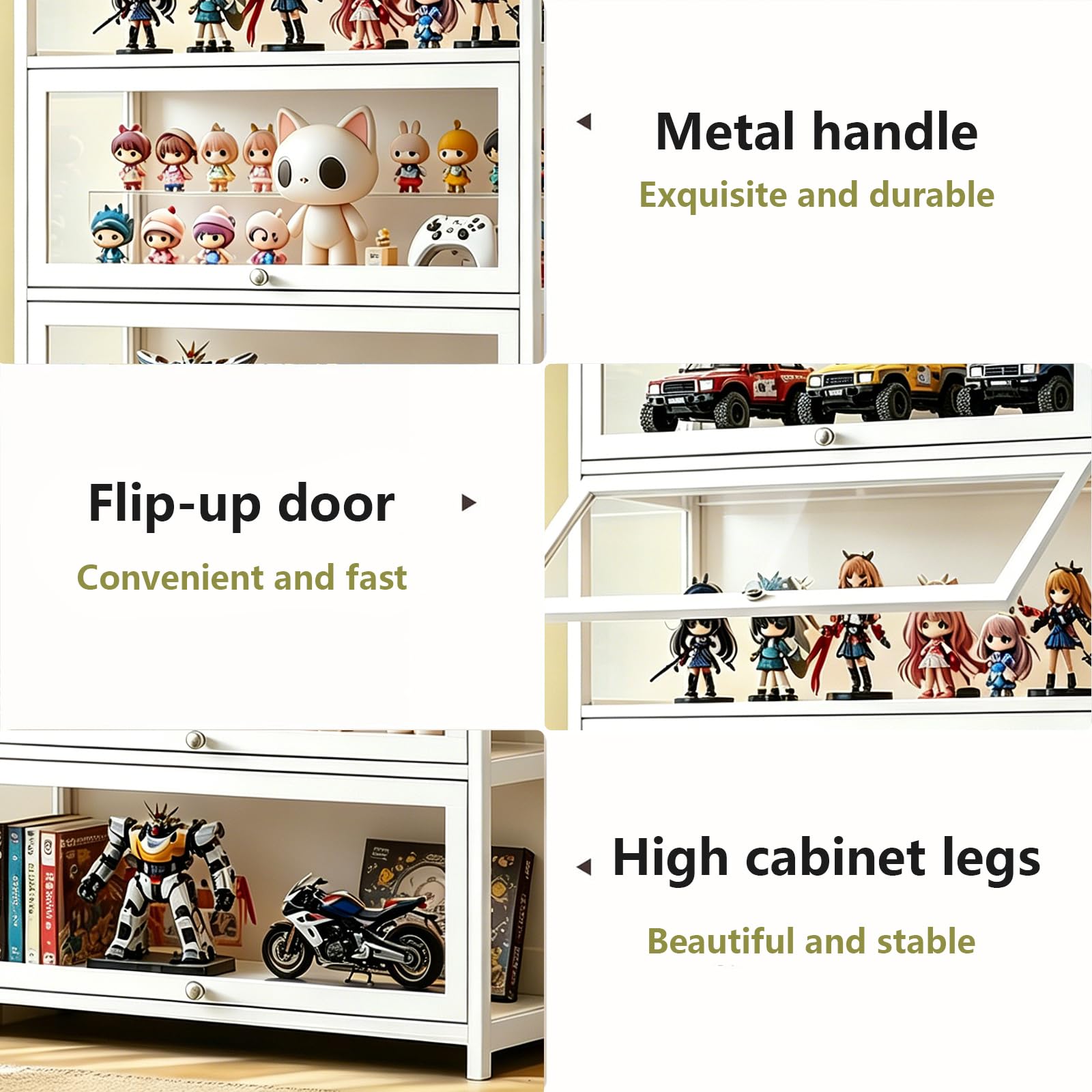 5-Tier Display Cabinet with Acrylic Door & Bamboo Frame