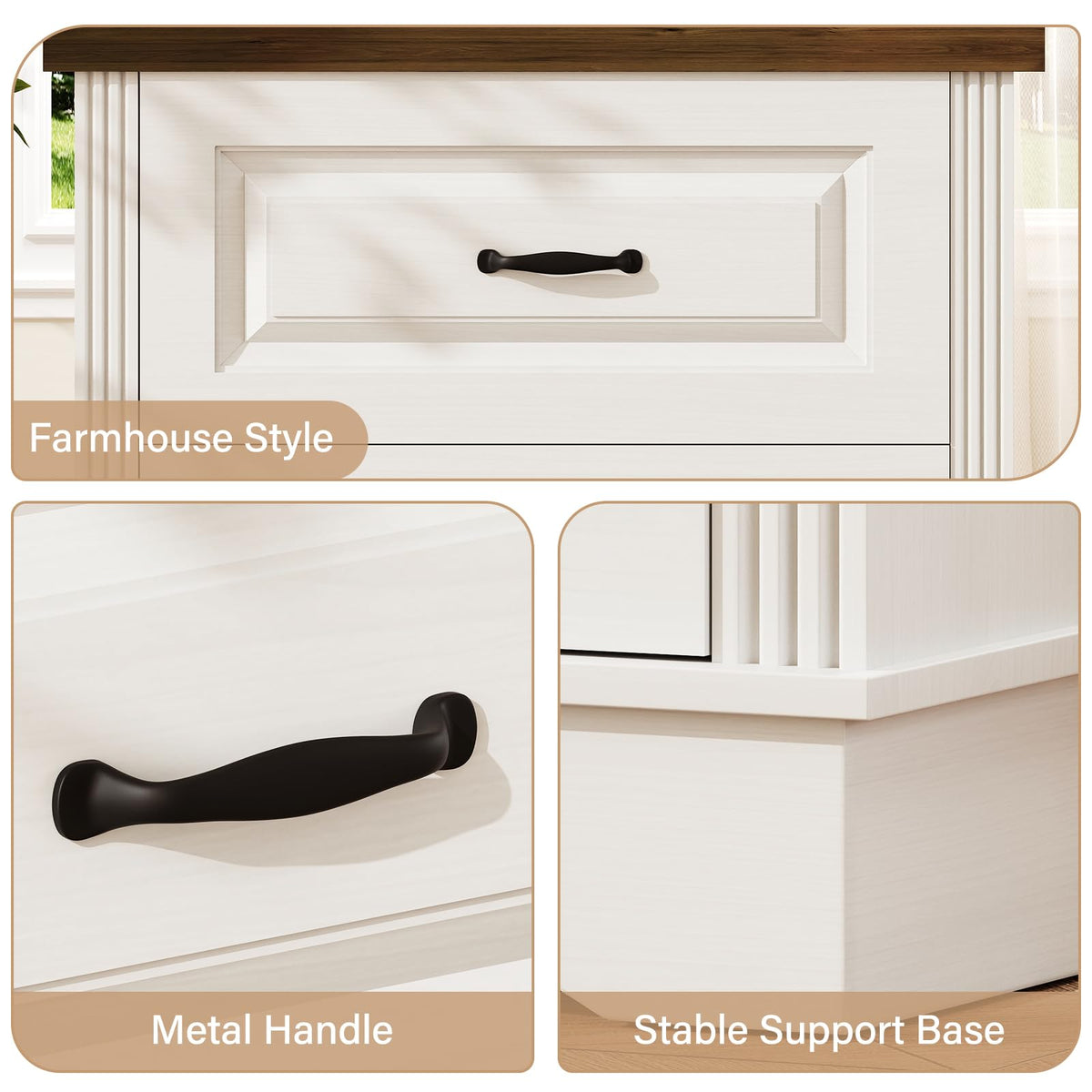 Farmhouse Nightstand with 2 Drawers