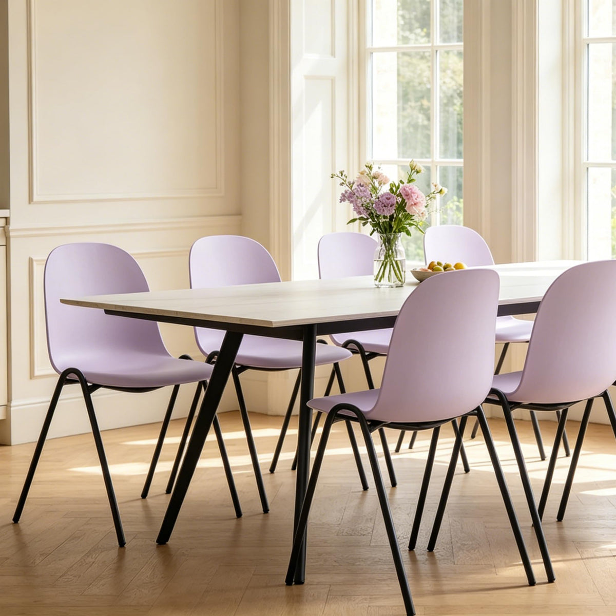 Lilac Stackable Dining Chairs, Set of 4