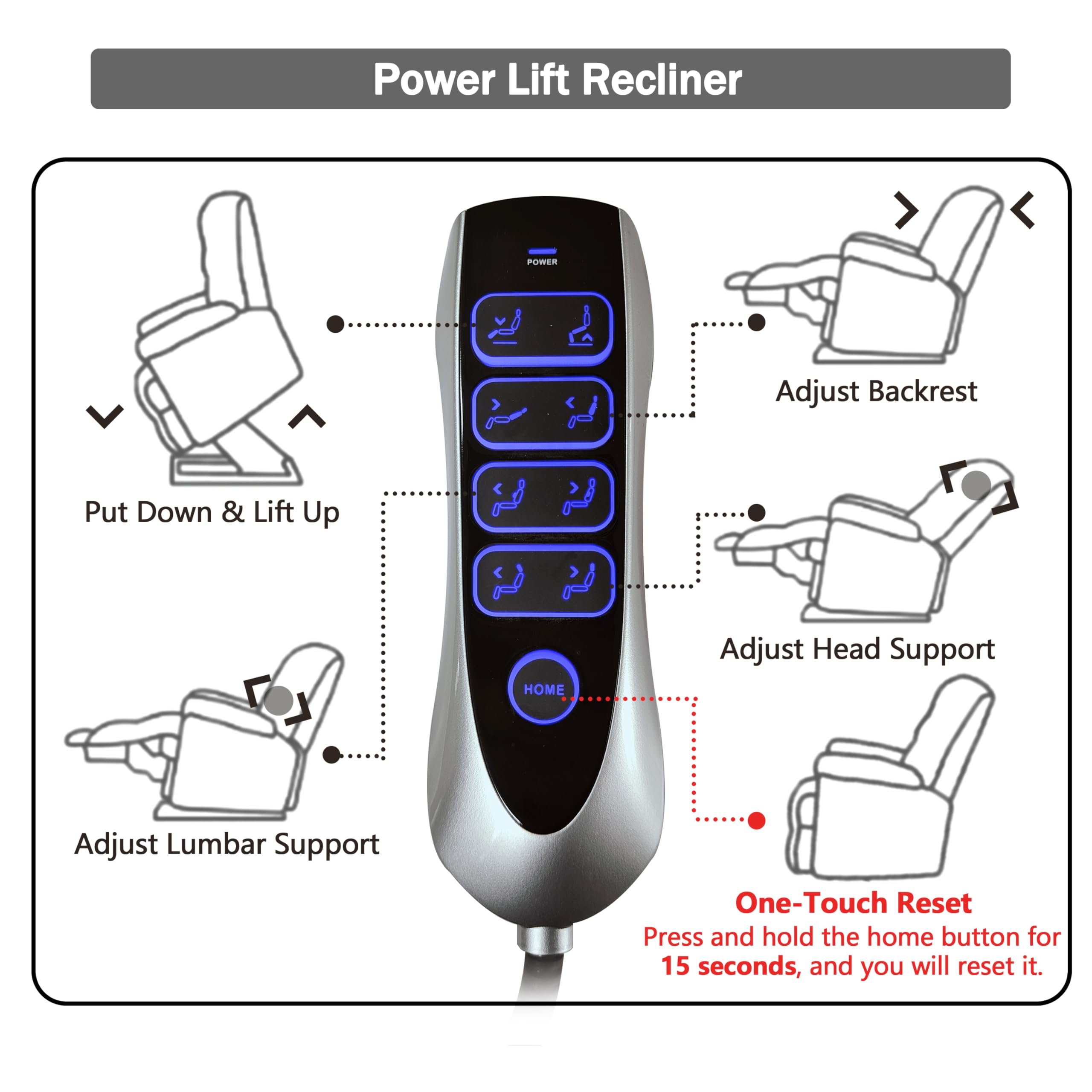 Power Lift Recliner Chair with Heat & Massage