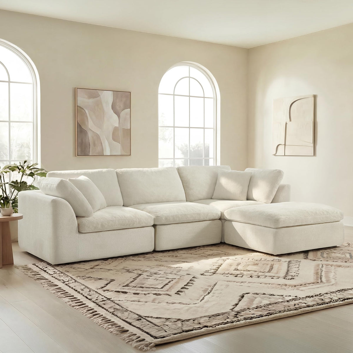 L-Shaped Chenille Modular Sectional