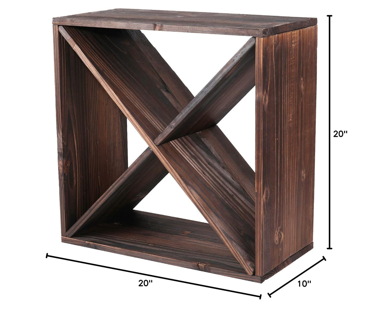 FDHUIJIA Wine Racks countertop Solid Wood Stackable Storage Rustic Retro Cube 48-Bottle Wooden Wine Rack Wine Cabinet(48BottleBlack)