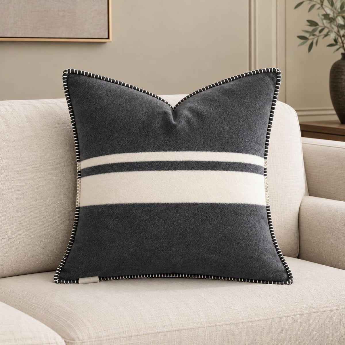 Preston Lane Highrise Throw Pillow, 21 x 21 in, Soft Cotton Blend, Slate
