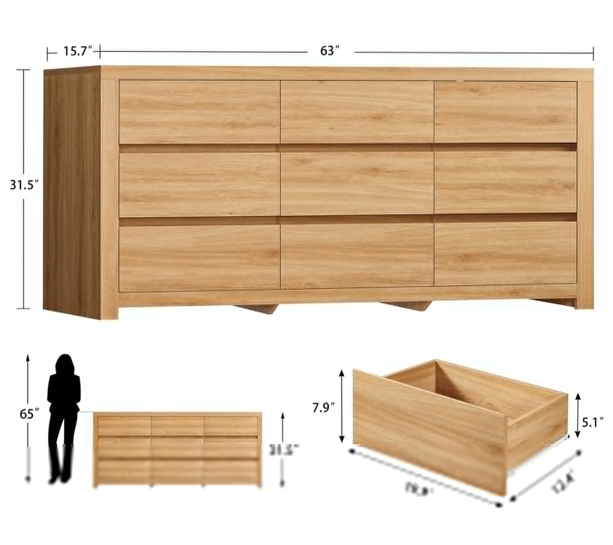 Natural Wood Dresser