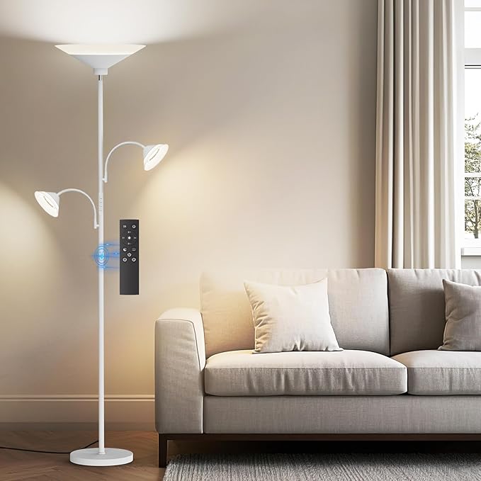 3-Light Dimmable LED Torchiere Floor Lamp