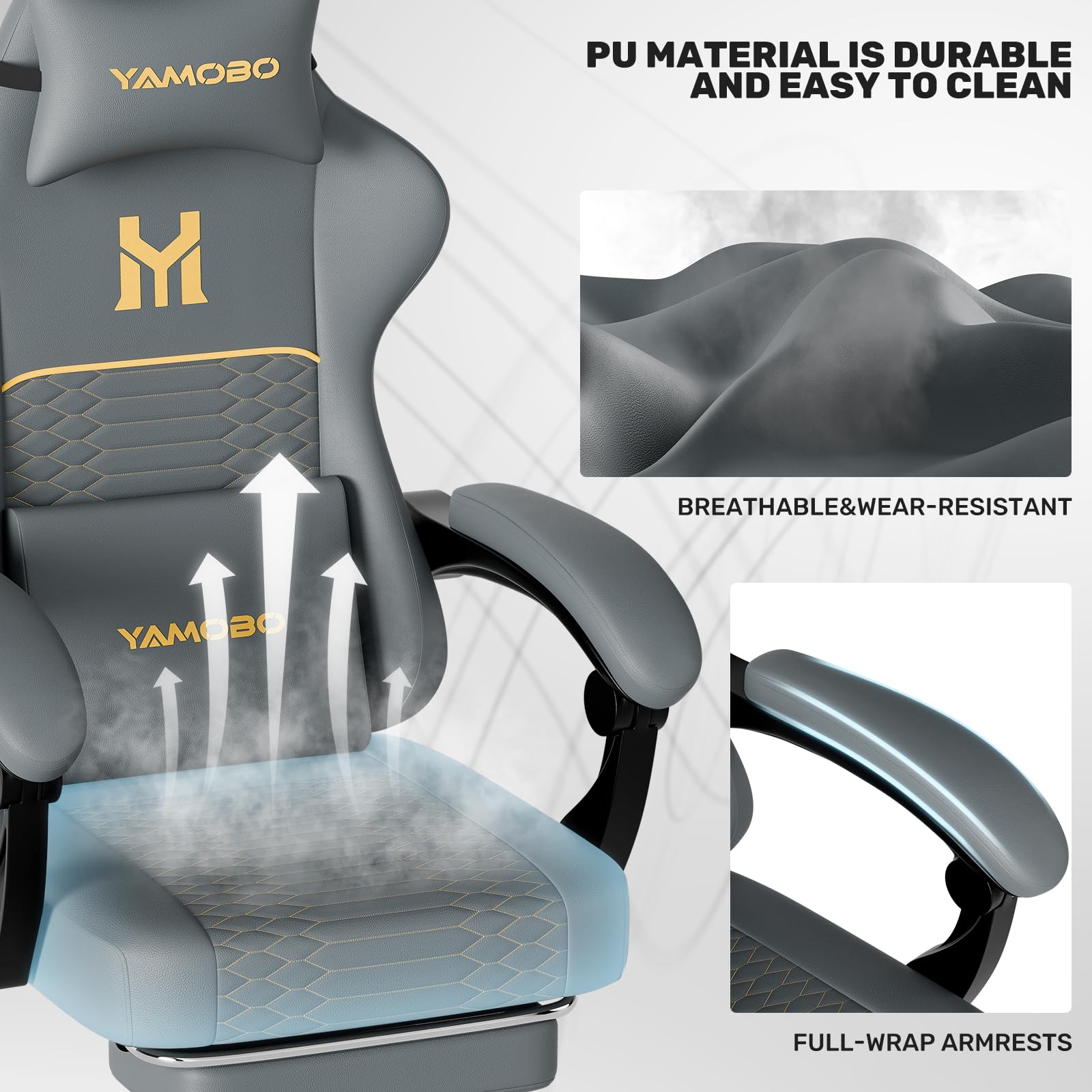 Ergonomic Gaming Chair with Footrest & Lumbar Support