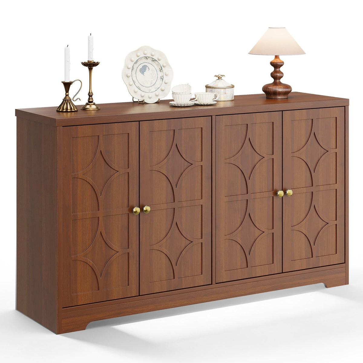 Garvee Sideboard Buffet Cabinet with Storage, 56" Modern Sideboard, Brown