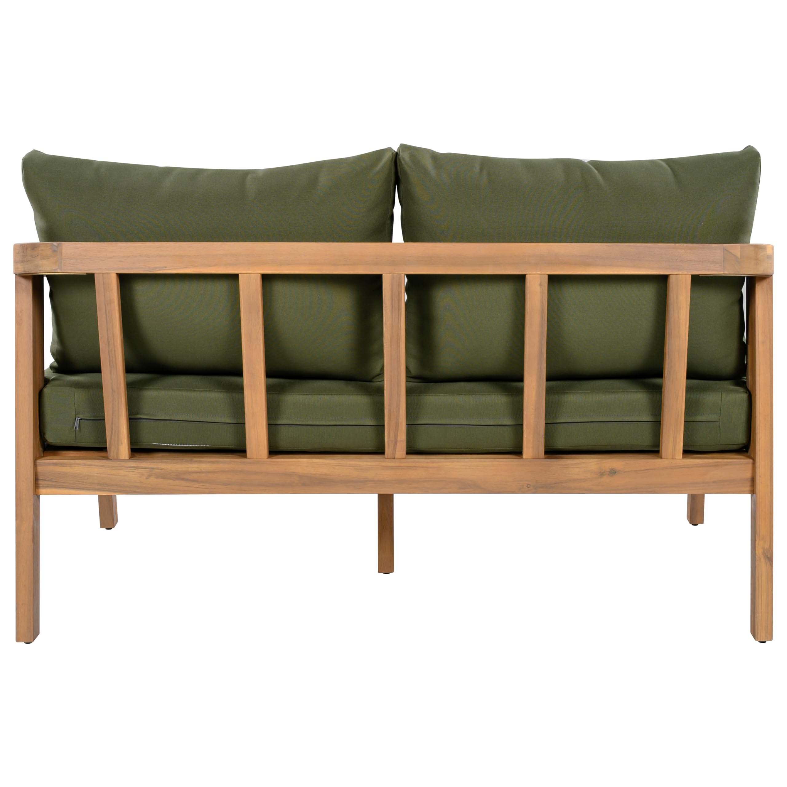 Acacia Wood Outdoor Loveseat Sofa with Removable Cushions