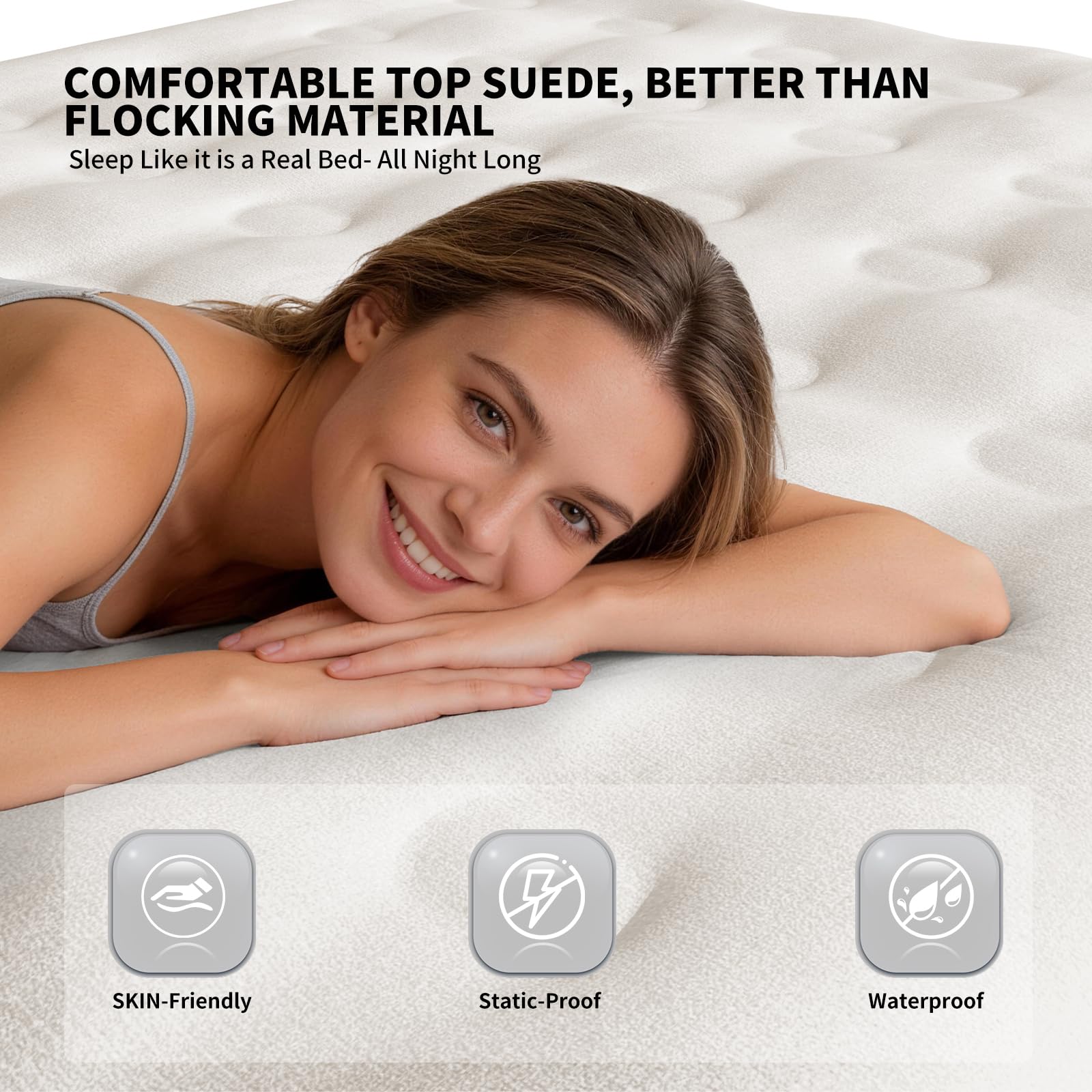 Queen Air Mattress with Built-In Battery Pump