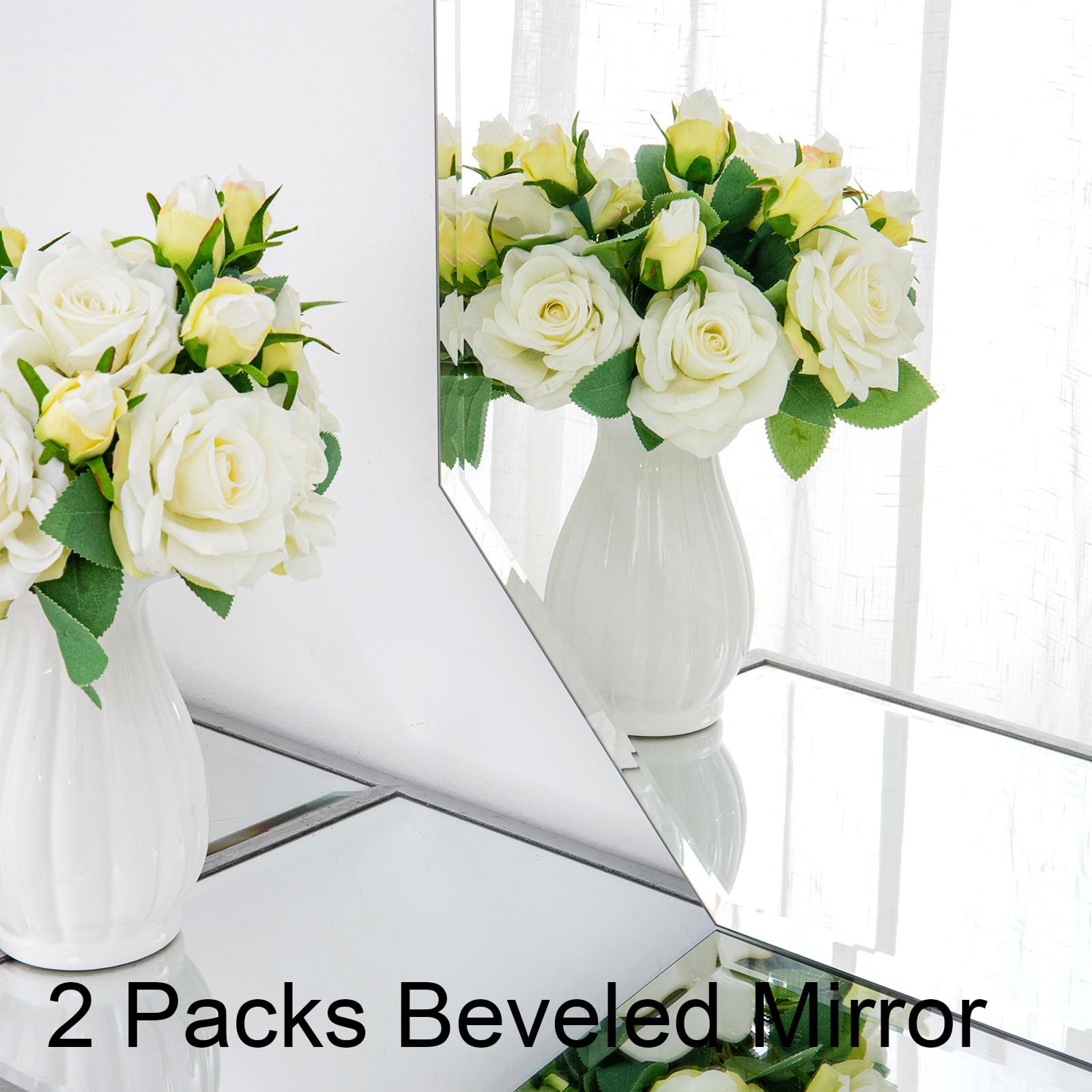 Chende 2 Packs Bathroom Mirror for Wall, 24"x32" Octagon Frameless Mirror with Beveled Edge, Vanity Mirror for Bathroom Living Room Bedroom Vertical or Horizontal
