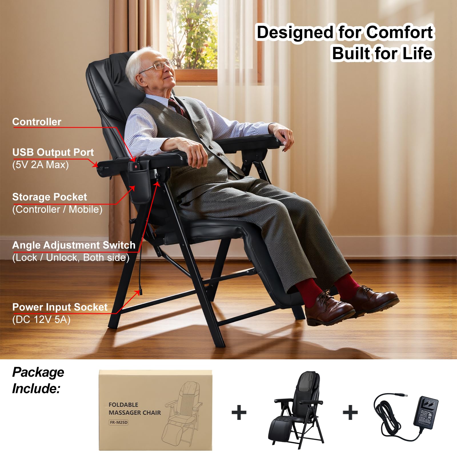 Ezencon Foldable Electric Massage Chair, Heat,Shiatsu,Vibration