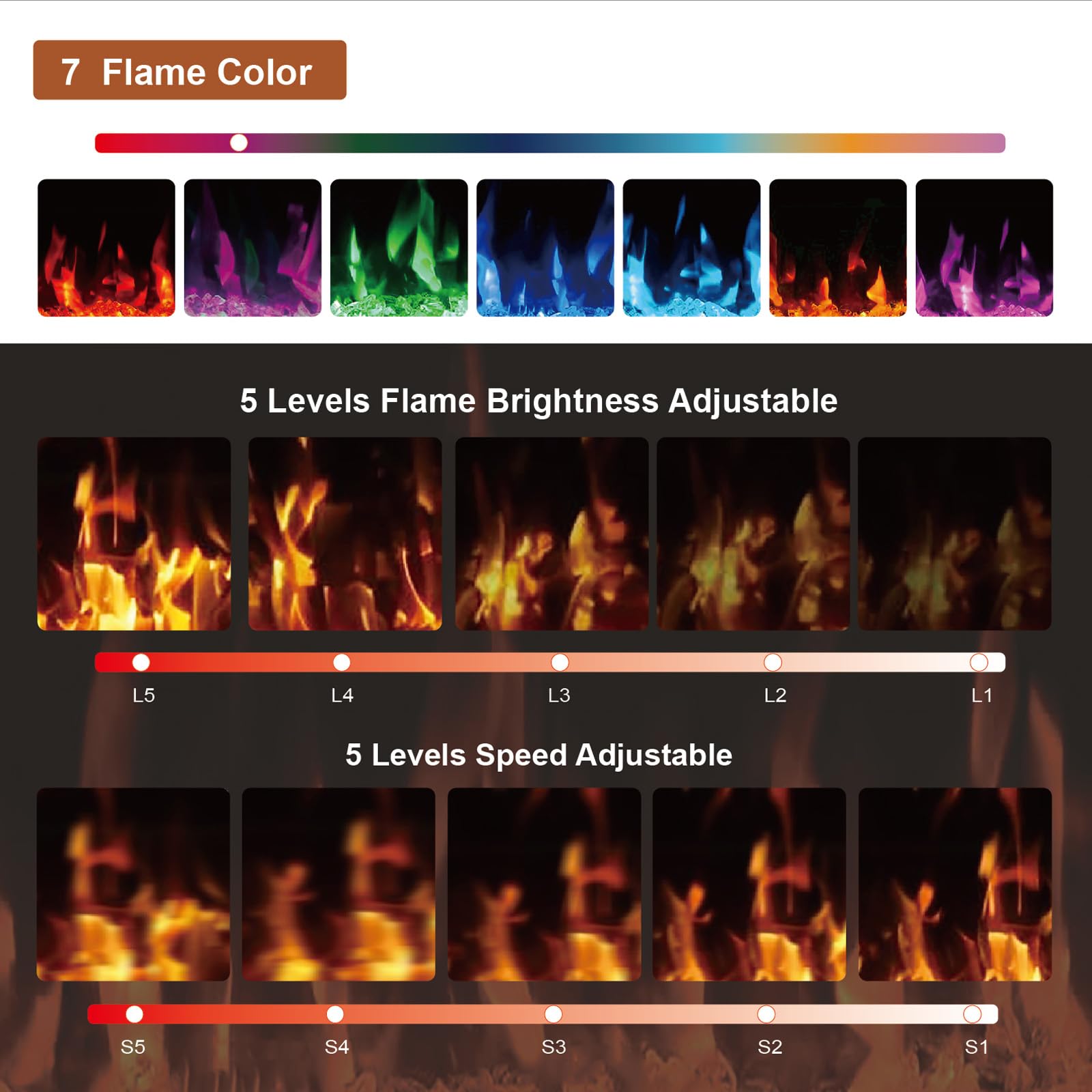 Wall-Mounted Electric Fireplace with Remote