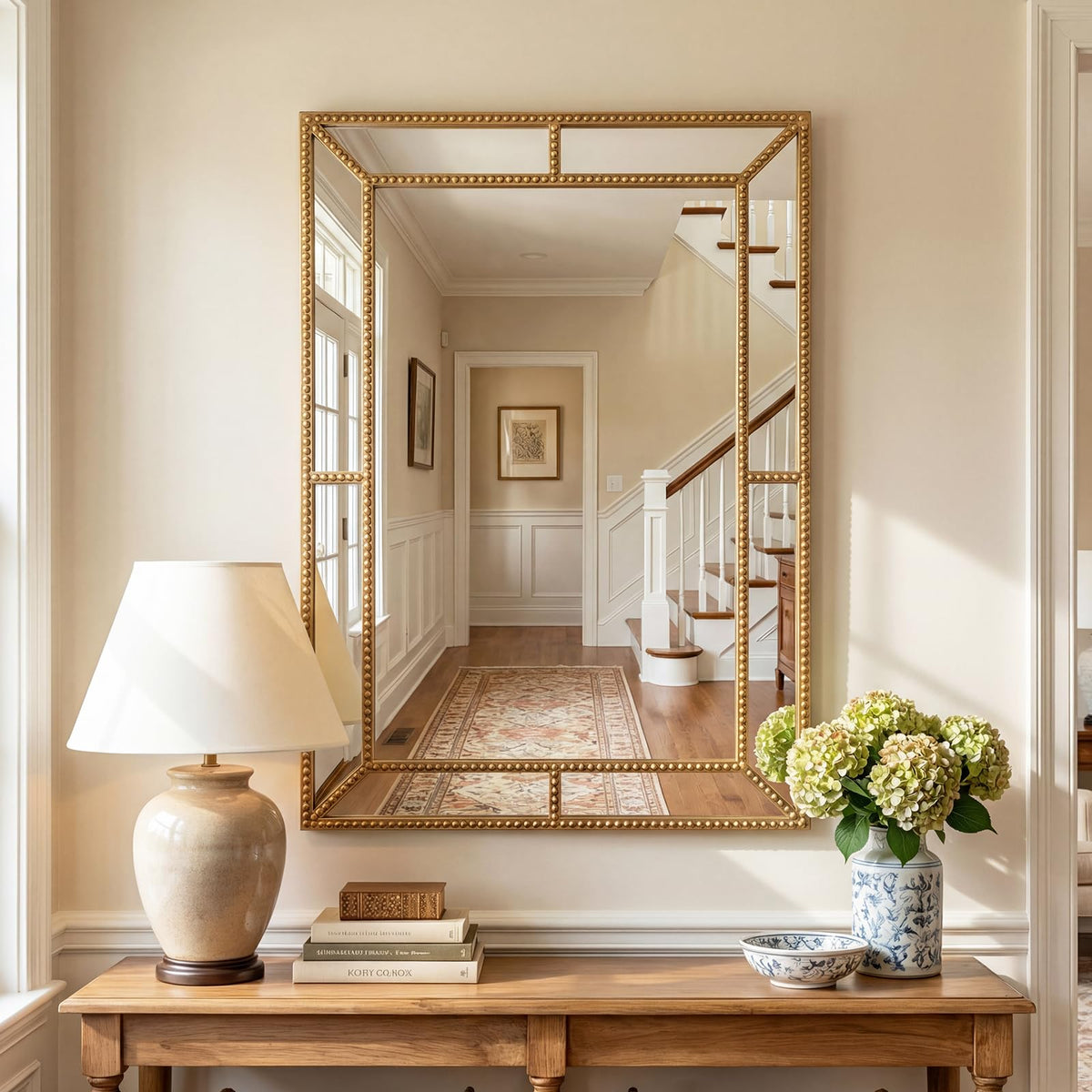 36 x 24 Gold Beaded Rectangle Wall Mirror