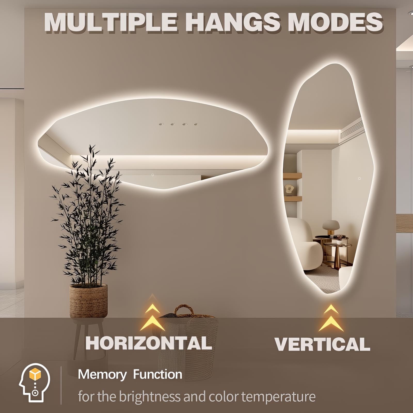 LED Irregular Full-Length Mirror with Lights