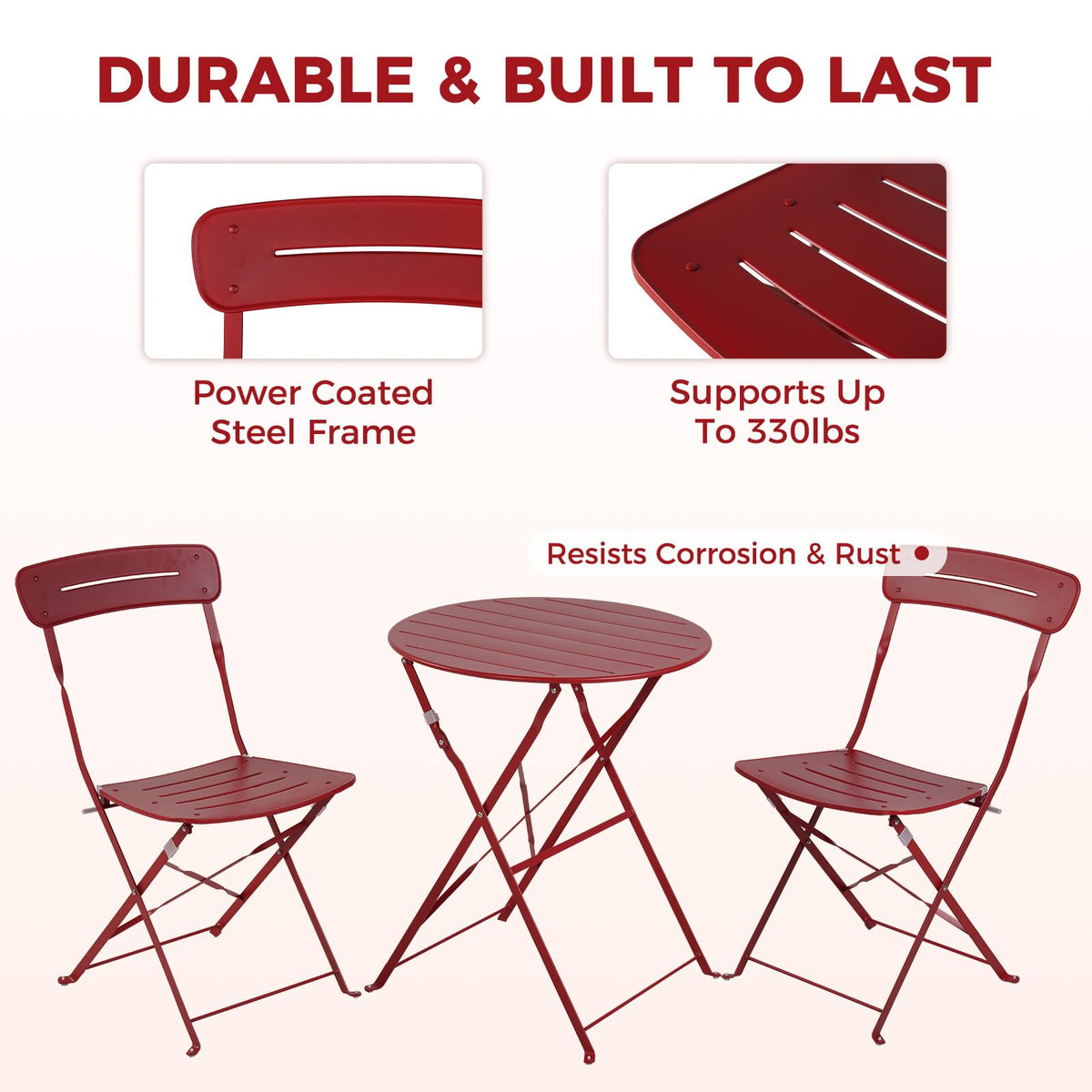 Red Folding Patio Bistro Set